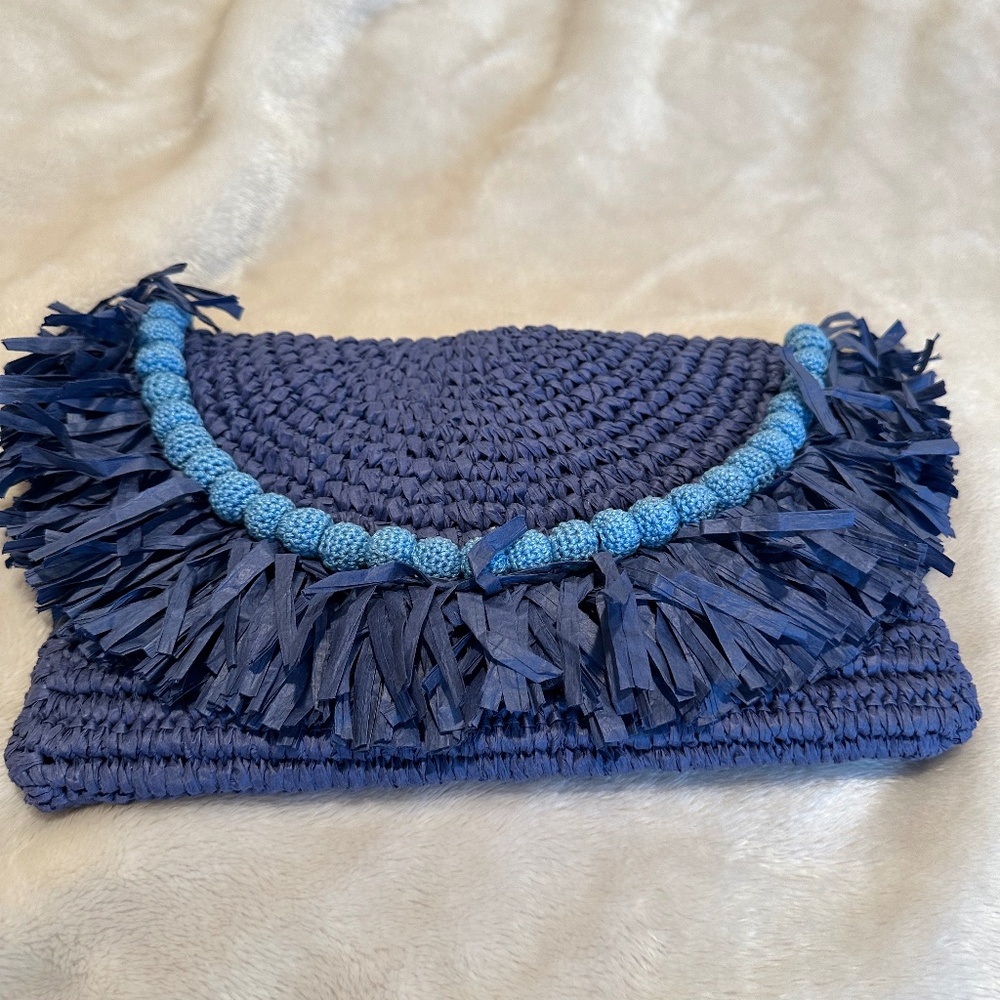 Chico’s Navy fringed clutch